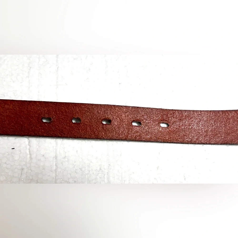 Western Men's Brown Leather Belt with Ornate Silver Buckle Embellished